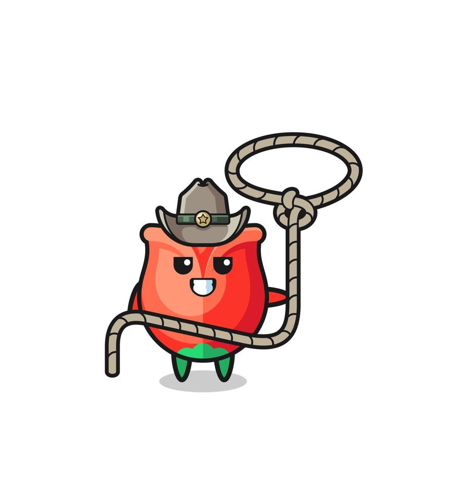 the rose cowboy with lasso rope vector