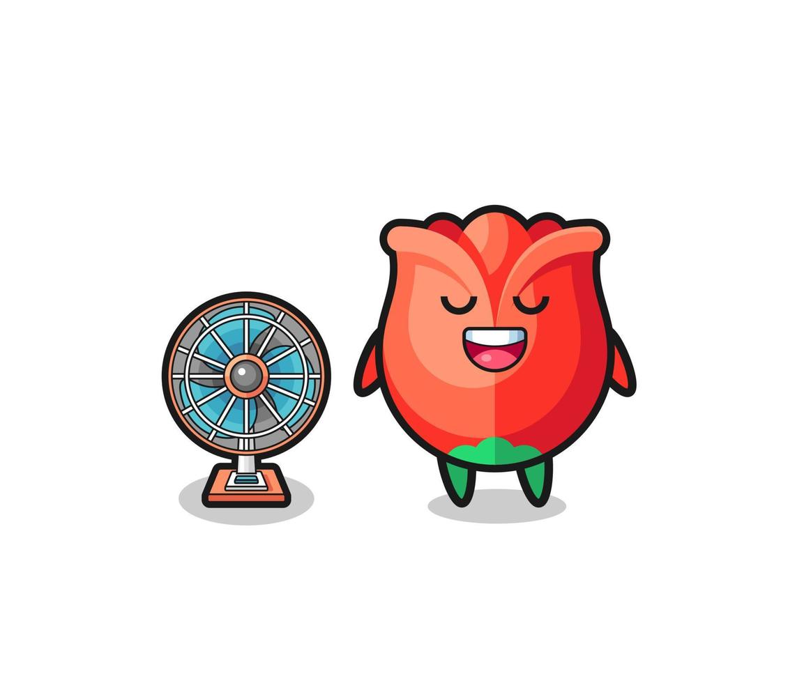 cute rose is standing in front of the fan vector