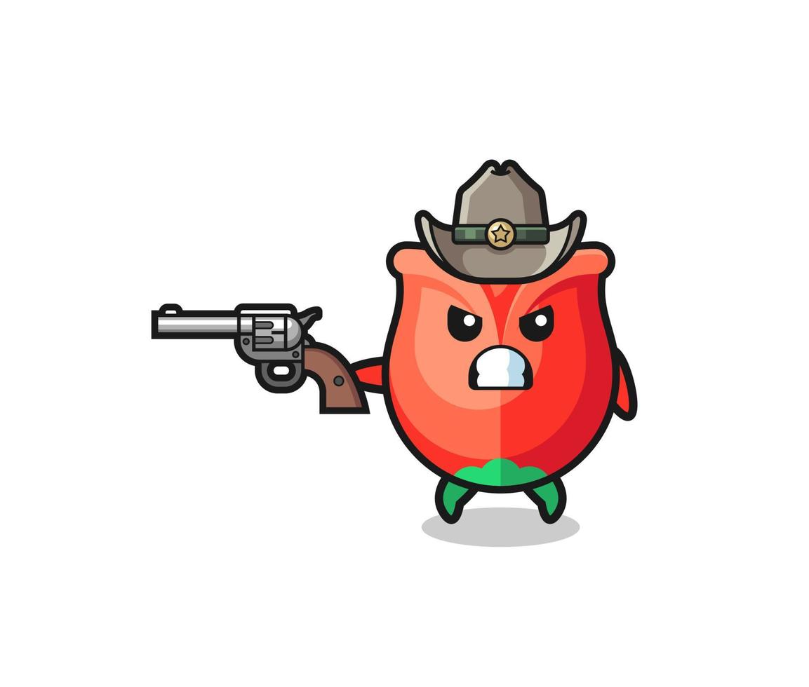 the rose cowboy shooting with a gun vector