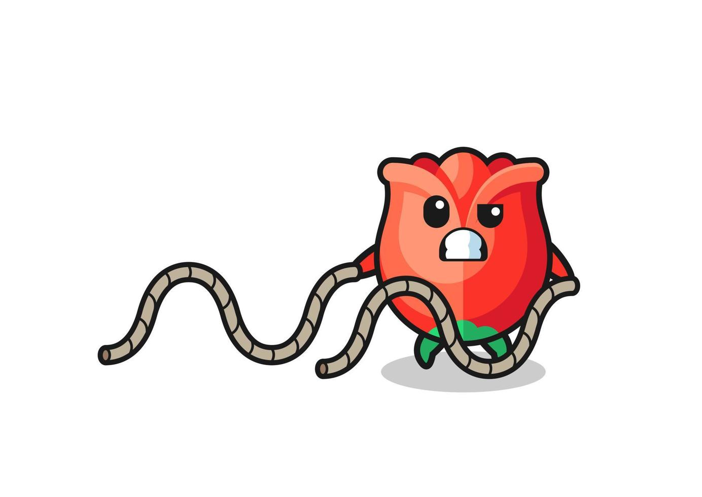 illustration of rose doing battle rope workout vector