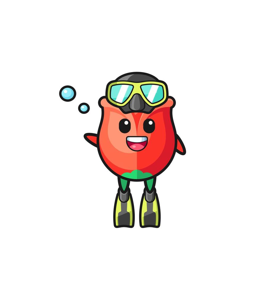 the rose diver cartoon character vector