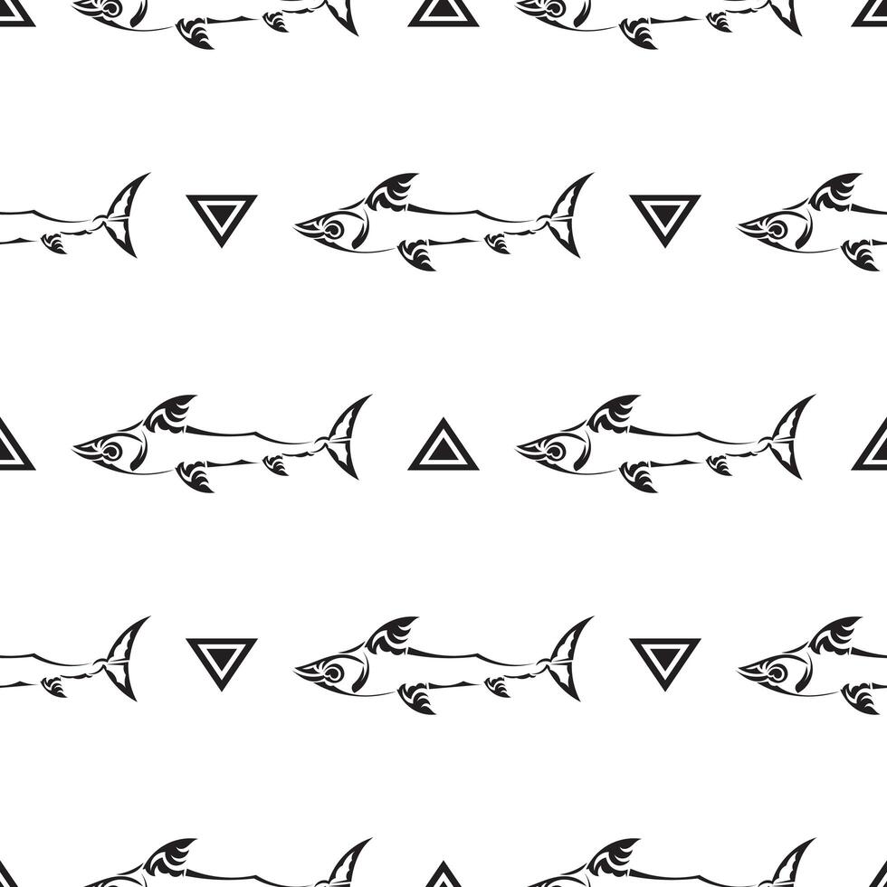 Seamless black and white pattern with sharks. Good for covers, fabrics, postcards and printing. vector