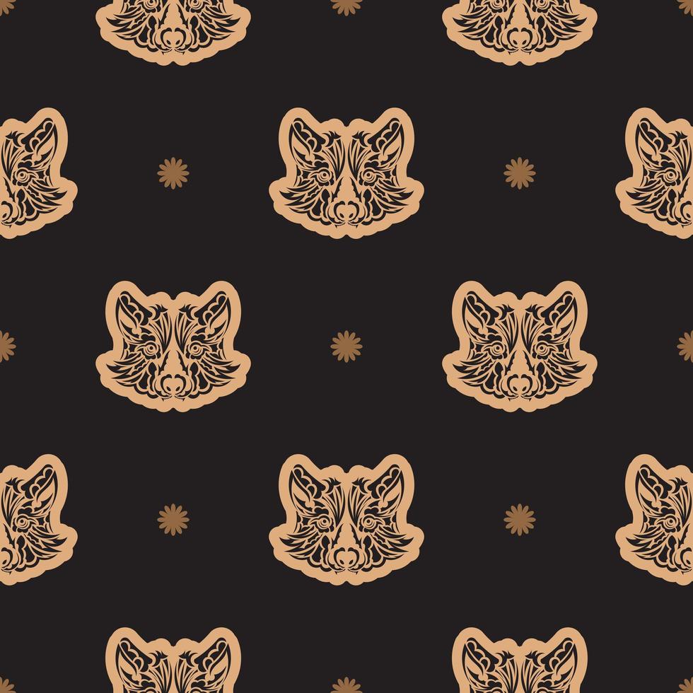 Seamless pattern with the face of a wolf. Good covers, fabrics, postcards and printing. vector