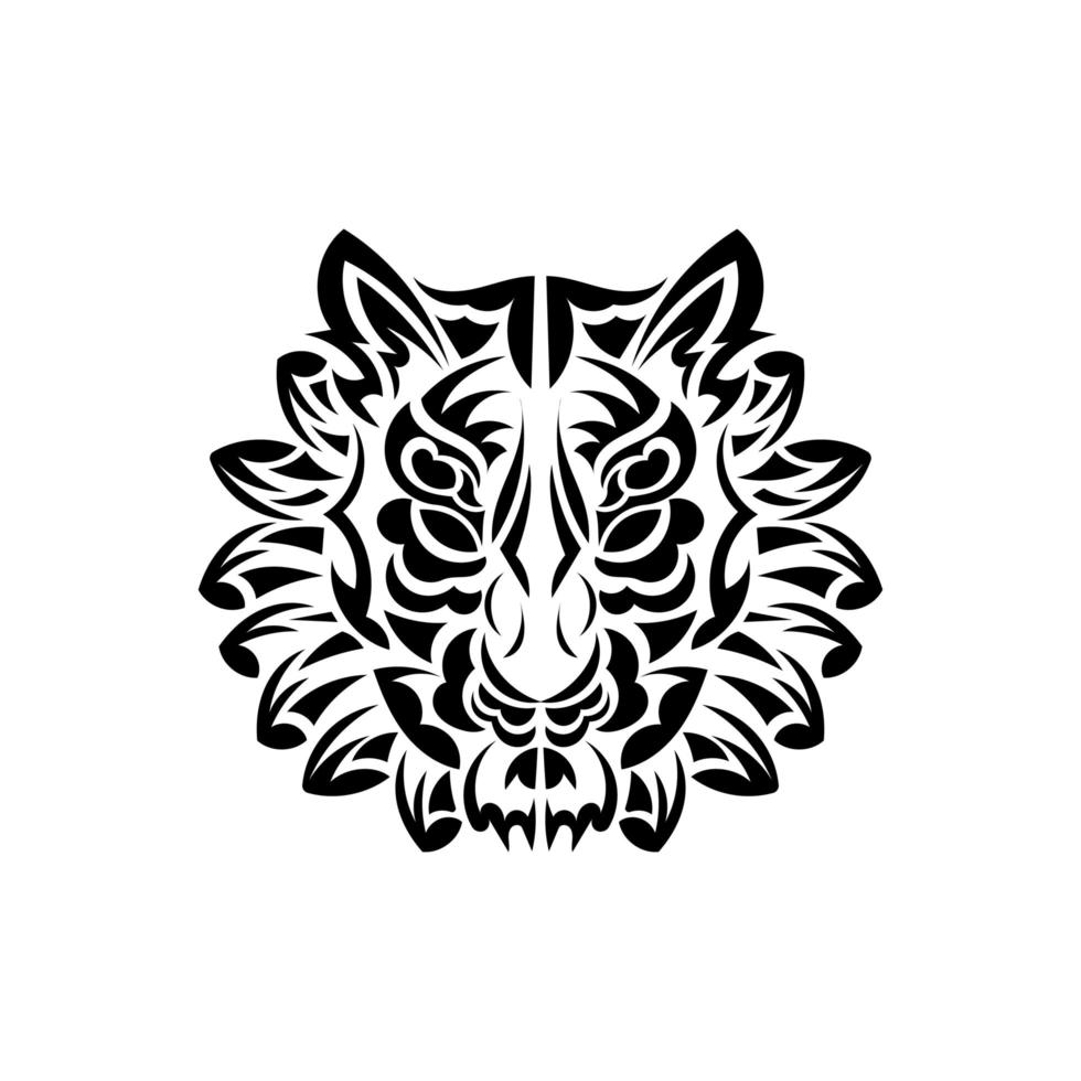 Samoan style tiger face tattoo. Boho tiger face. Isolated. Vector