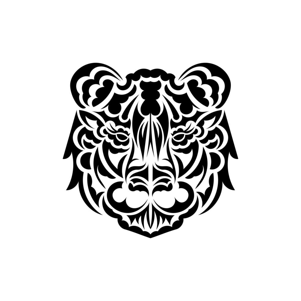 Samoan style tiger face tattoo. Boho tiger face. Isolated. Vector illustration.