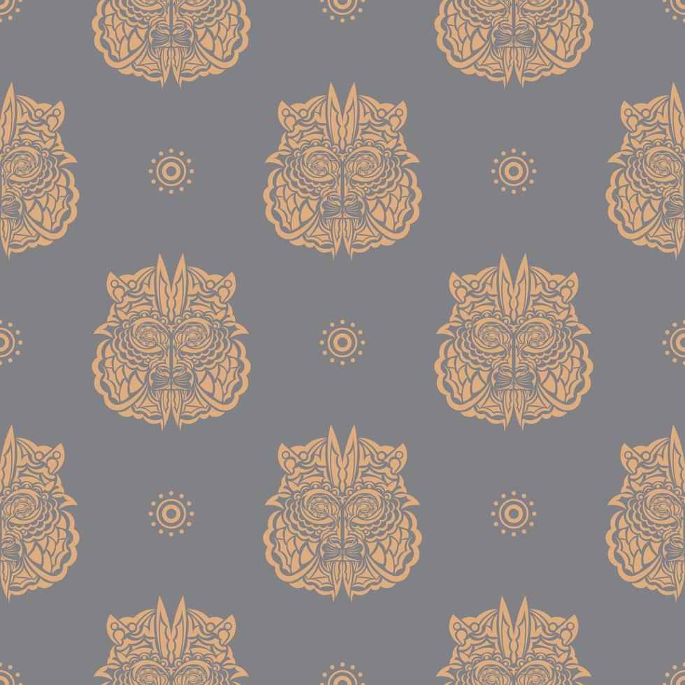 Seamless pattern with a tiger head in a simple style. Good for clothing, textiles and prints. Vector illustration.