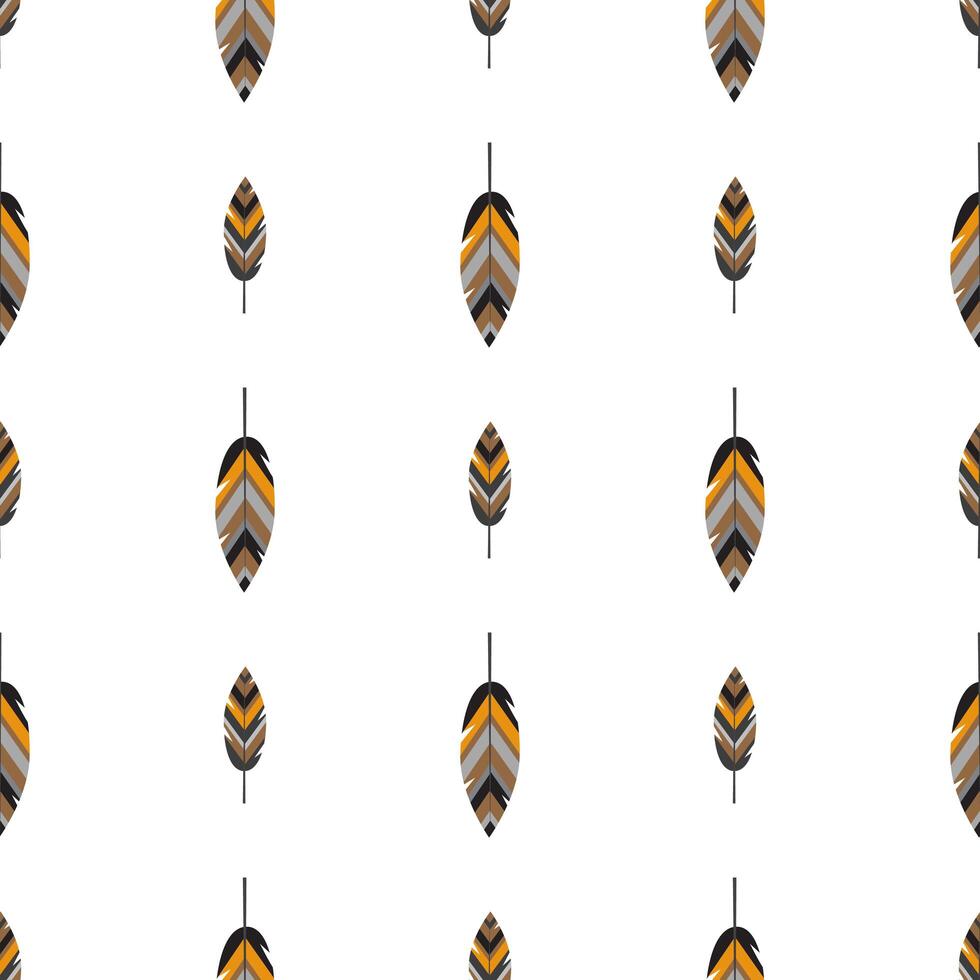 Seamless pattern with ethnic feathers. Good for wallpaper, web page background, greeting cards, fabric print. Vector