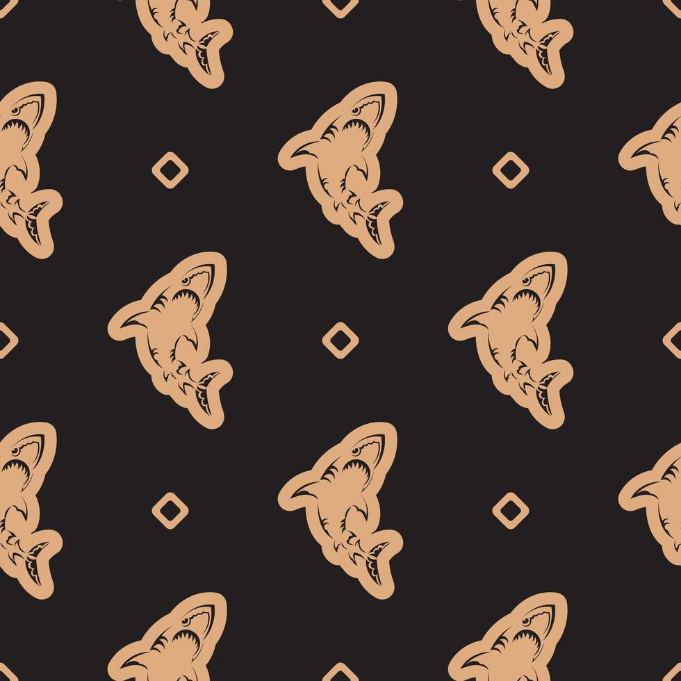 Seamless dark pattern with sharks. Good for mural wallpaper, fabric, postcards and printing. vector