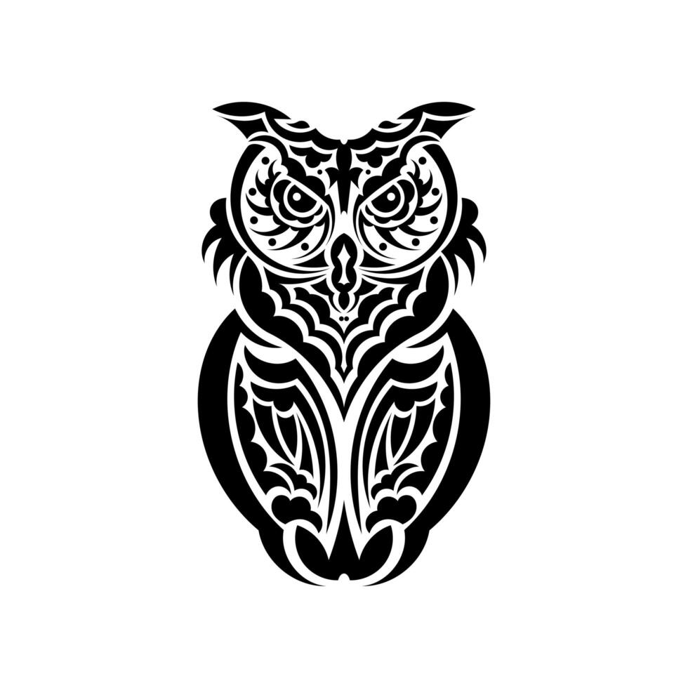 Owl from Polynesian patterns. Isolated on white background. Vector