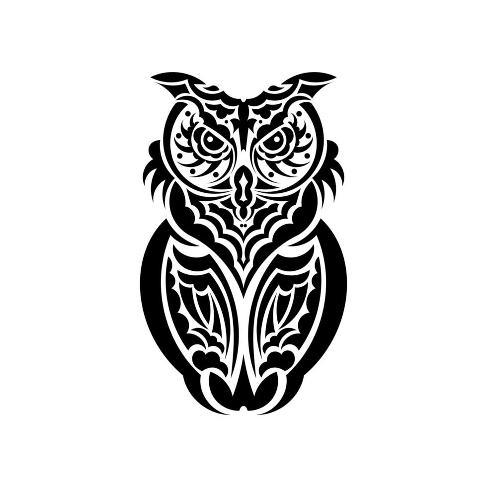 Owl from Polynesian patterns. Isolated on white background. Vector