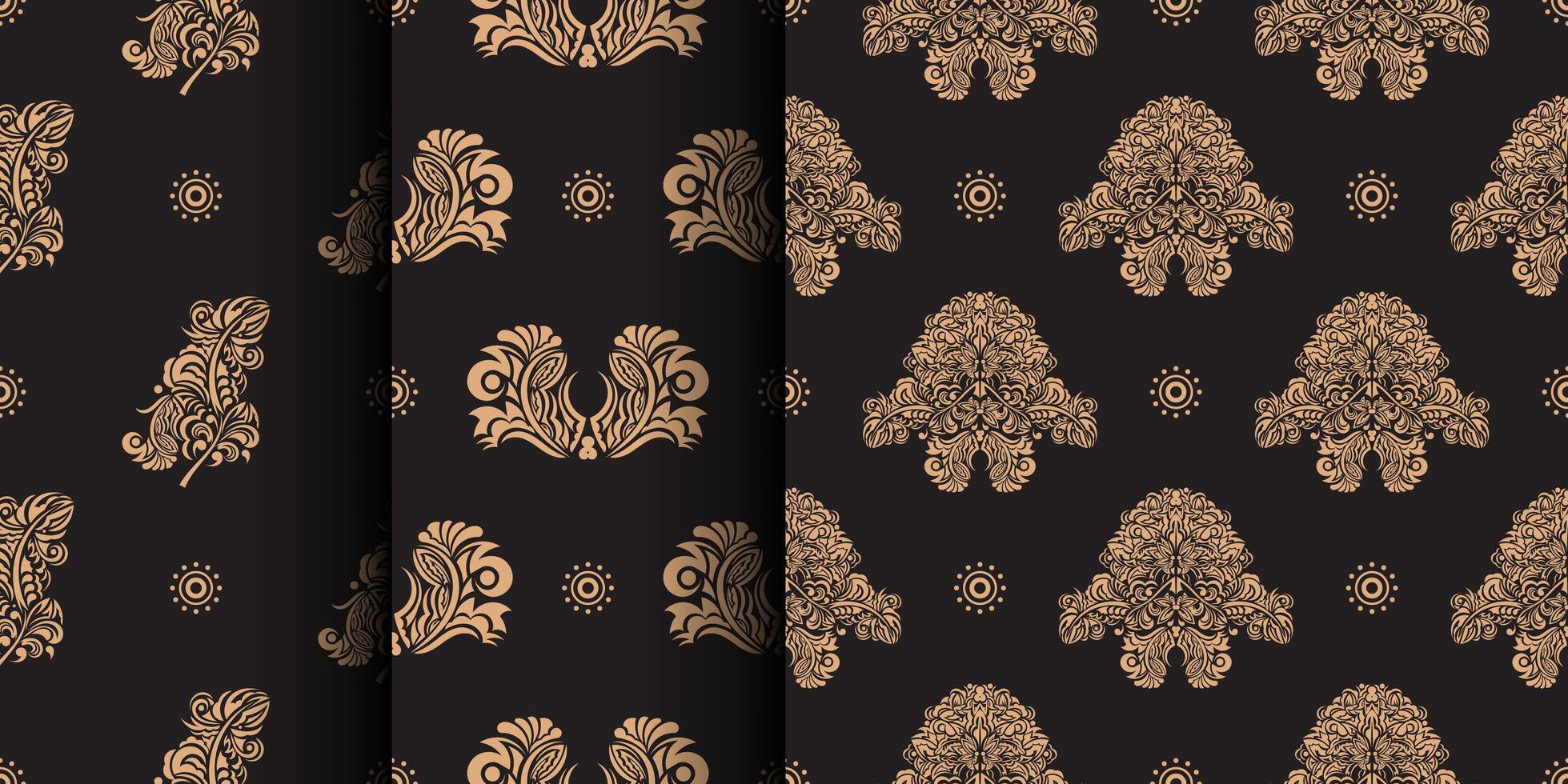 Set of Seamless pattern with Damask element. Good for clothing and textiles. Vector illustration.