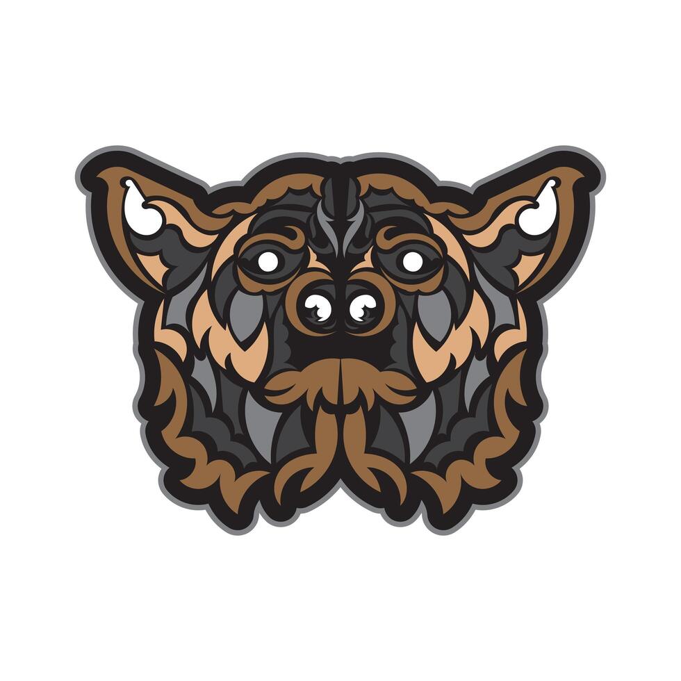 Colored print of a dog's face. Isolated. vector