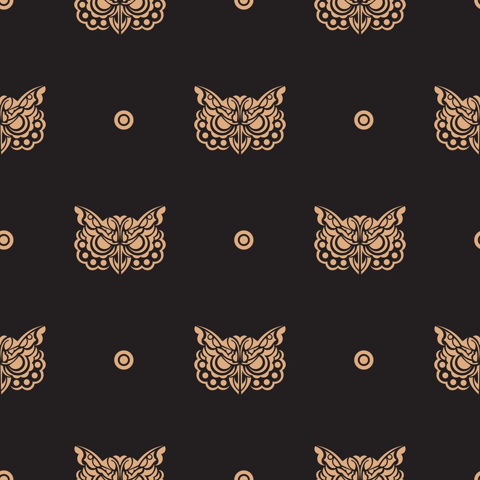 Seamless pattern with owl face. Good for prints and textiles. vector