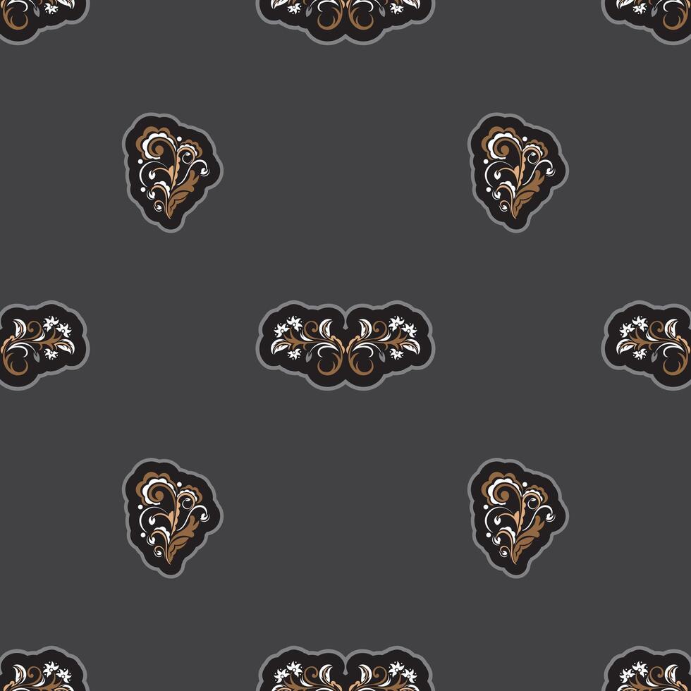Seamless presentable pattern with flowers and monograms in simple style. Good for mural wallpaper, fabric, postcards and printing. Vector illustration.