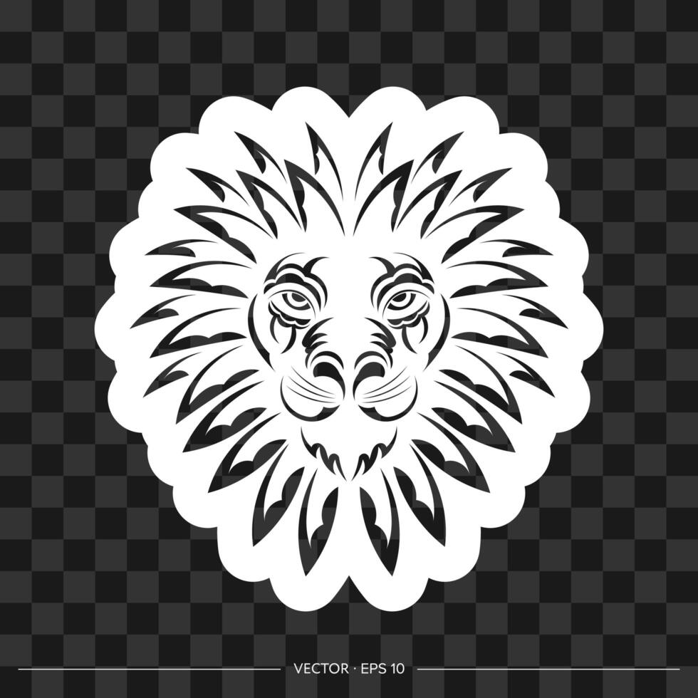Lion print. Lion face in Mayan style. Vector illustrator.