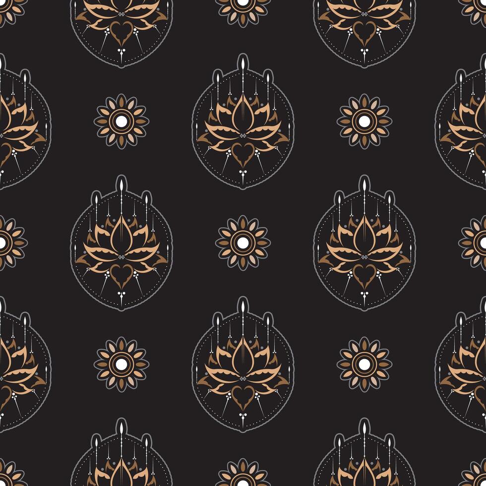 Dark lotus seamless pattern. Good for garments, textiles, backgrounds and prints. Vector