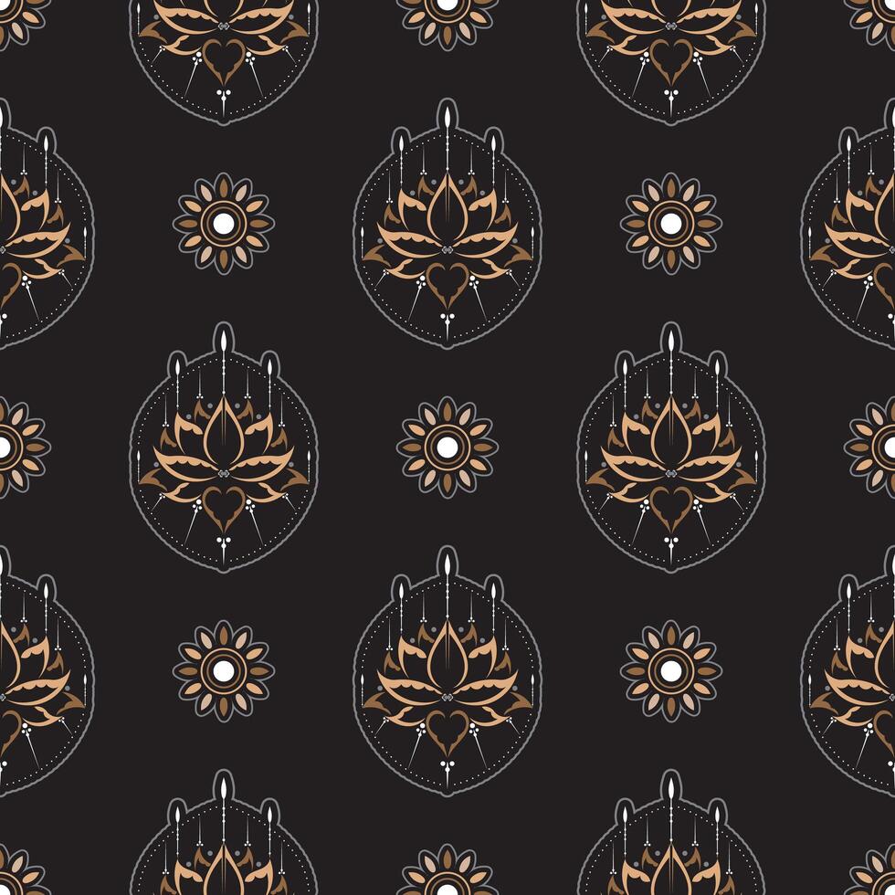 Dark lotus seamless pattern. Good for garments, textiles, backgrounds and prints. Vector