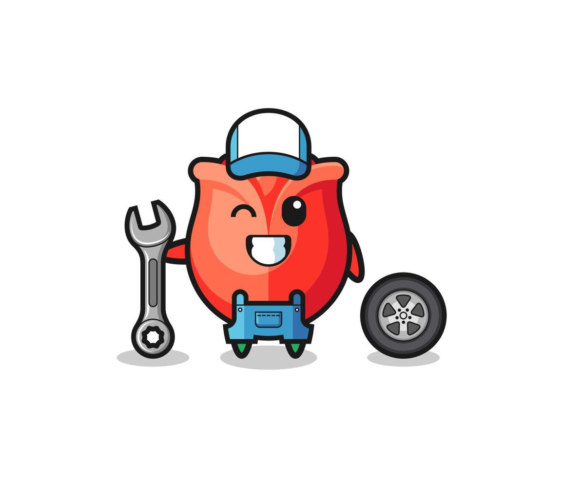 the rose character as a mechanic mascot vector