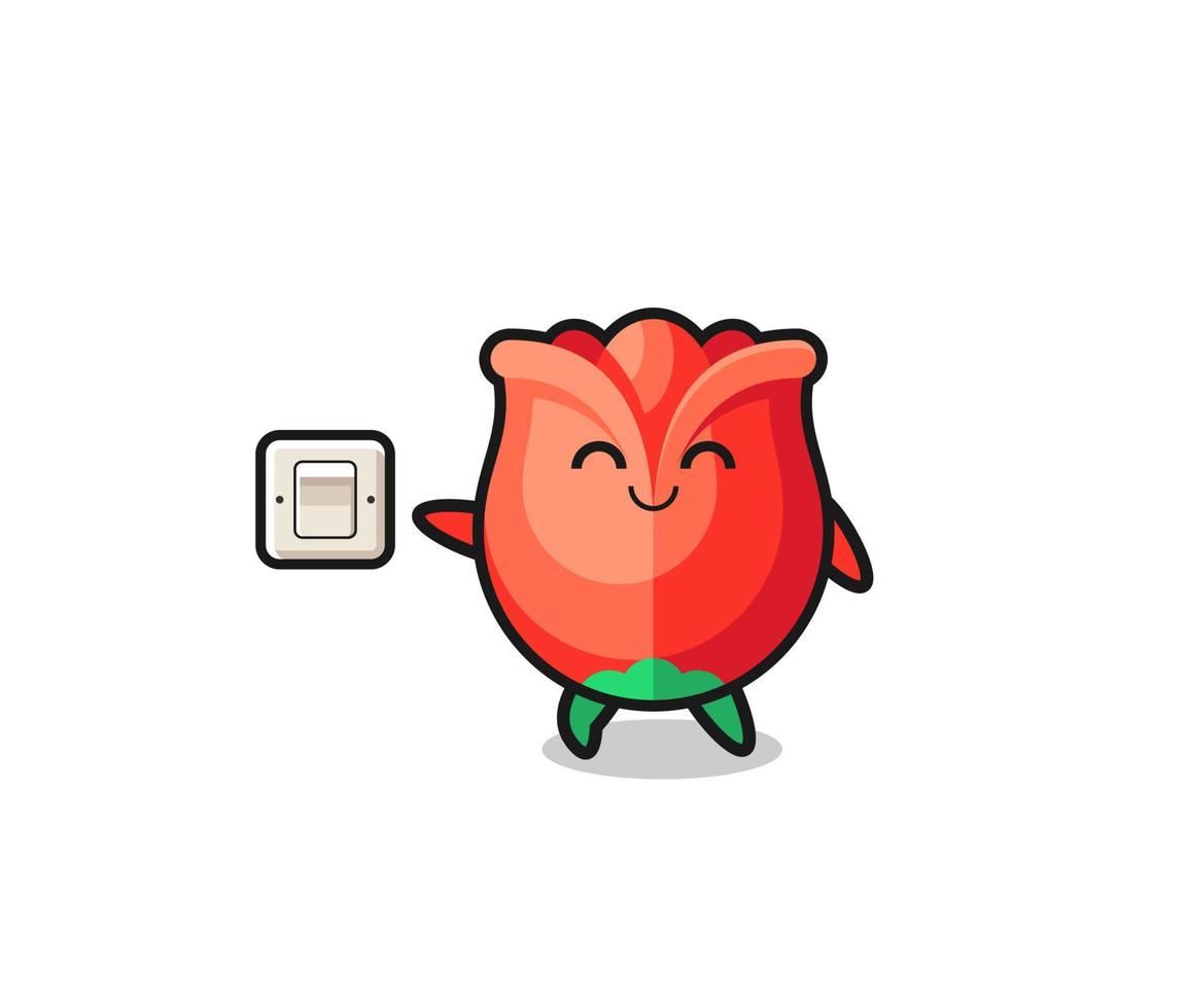 cartoon rose is turning off light vector