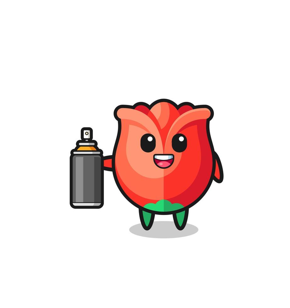 the cute rose as a graffiti bomber vector