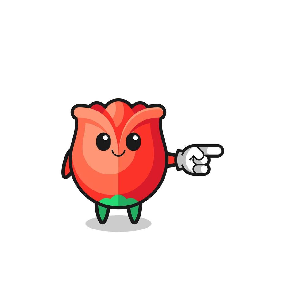 rose mascot with pointing right gesture vector