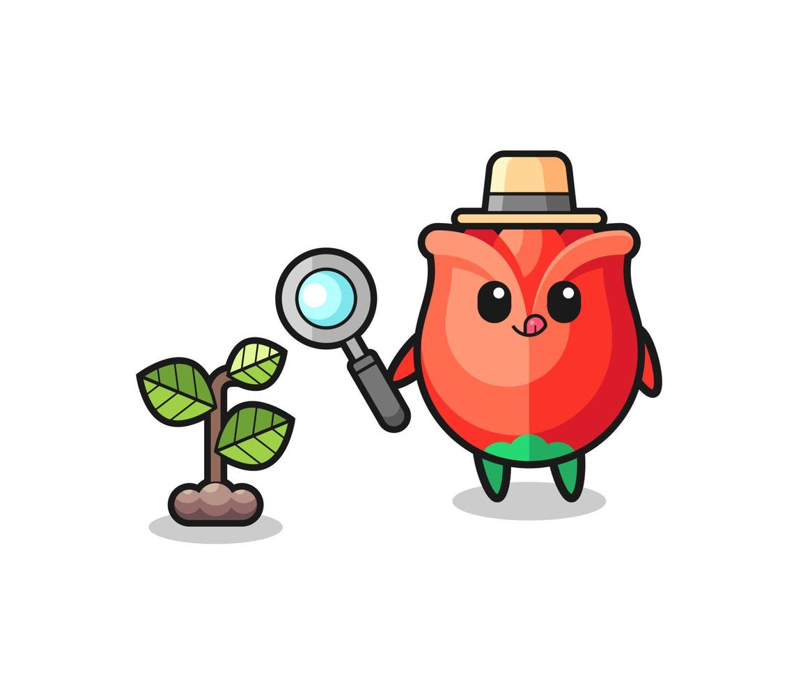 cute rose herbalist researching a plants vector