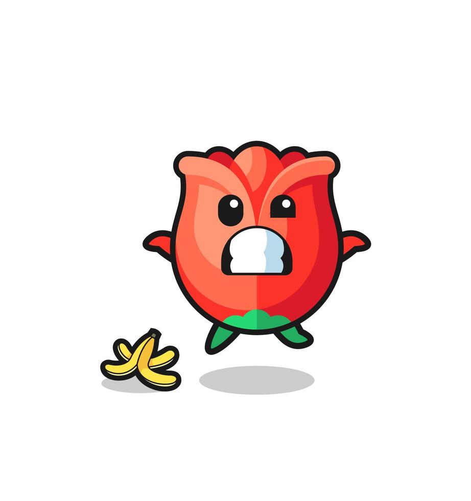 rose cartoon is slip on a banana peel vector