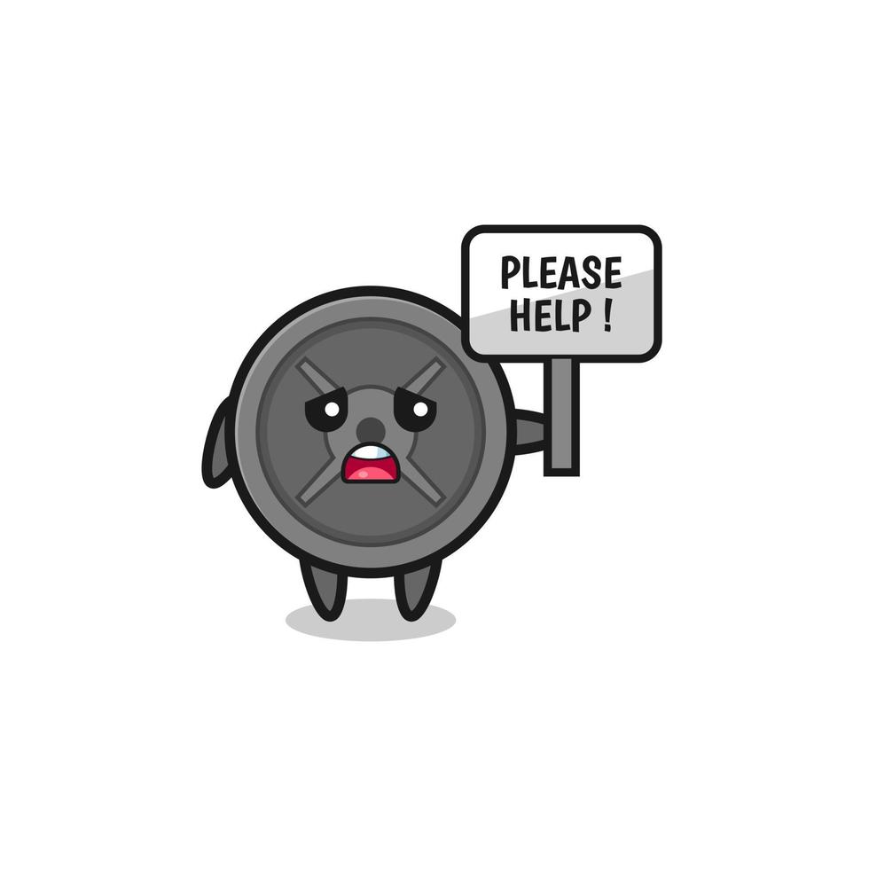 cute barbell plate hold the please help banner vector