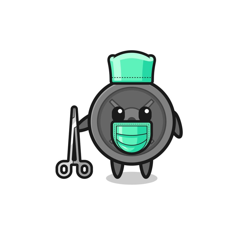 surgeon barbell plate mascot character vector