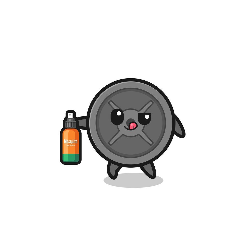 cute barbell plate holding mosquito repellent vector