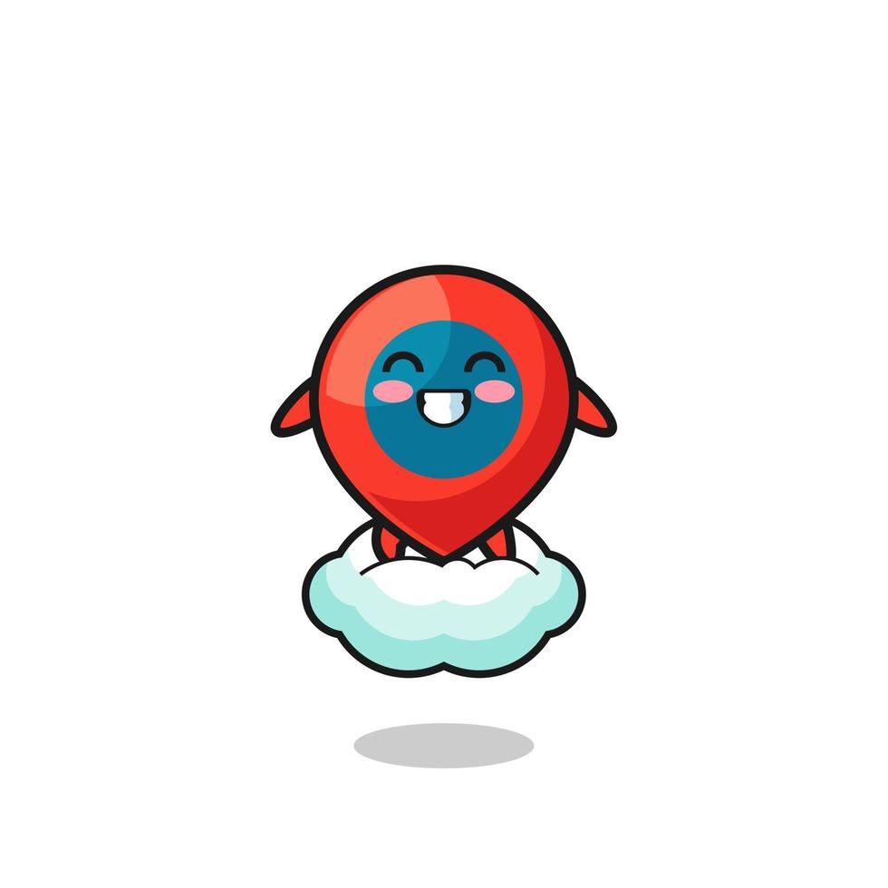 cute location symbol illustration riding a floating cloud vector
