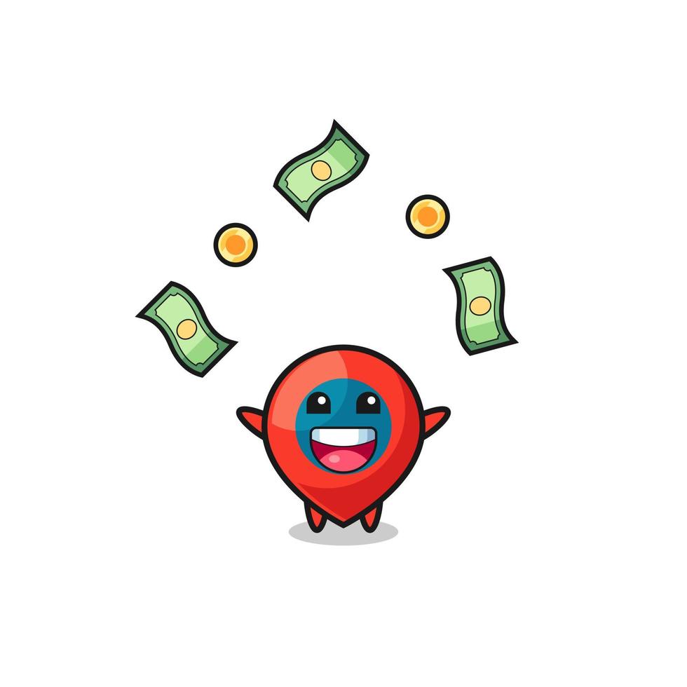 illustration of the location symbol catching money falling from the sky vector