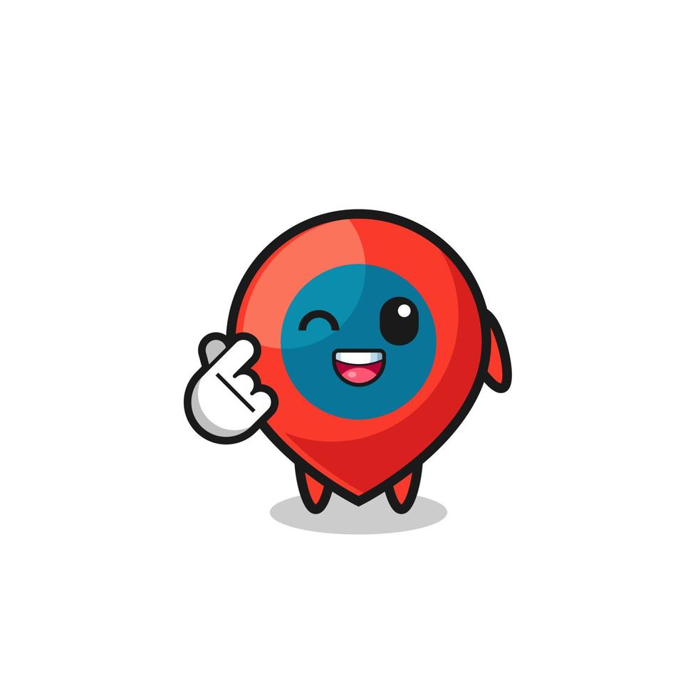 location symbol character doing Korean finger heart vector