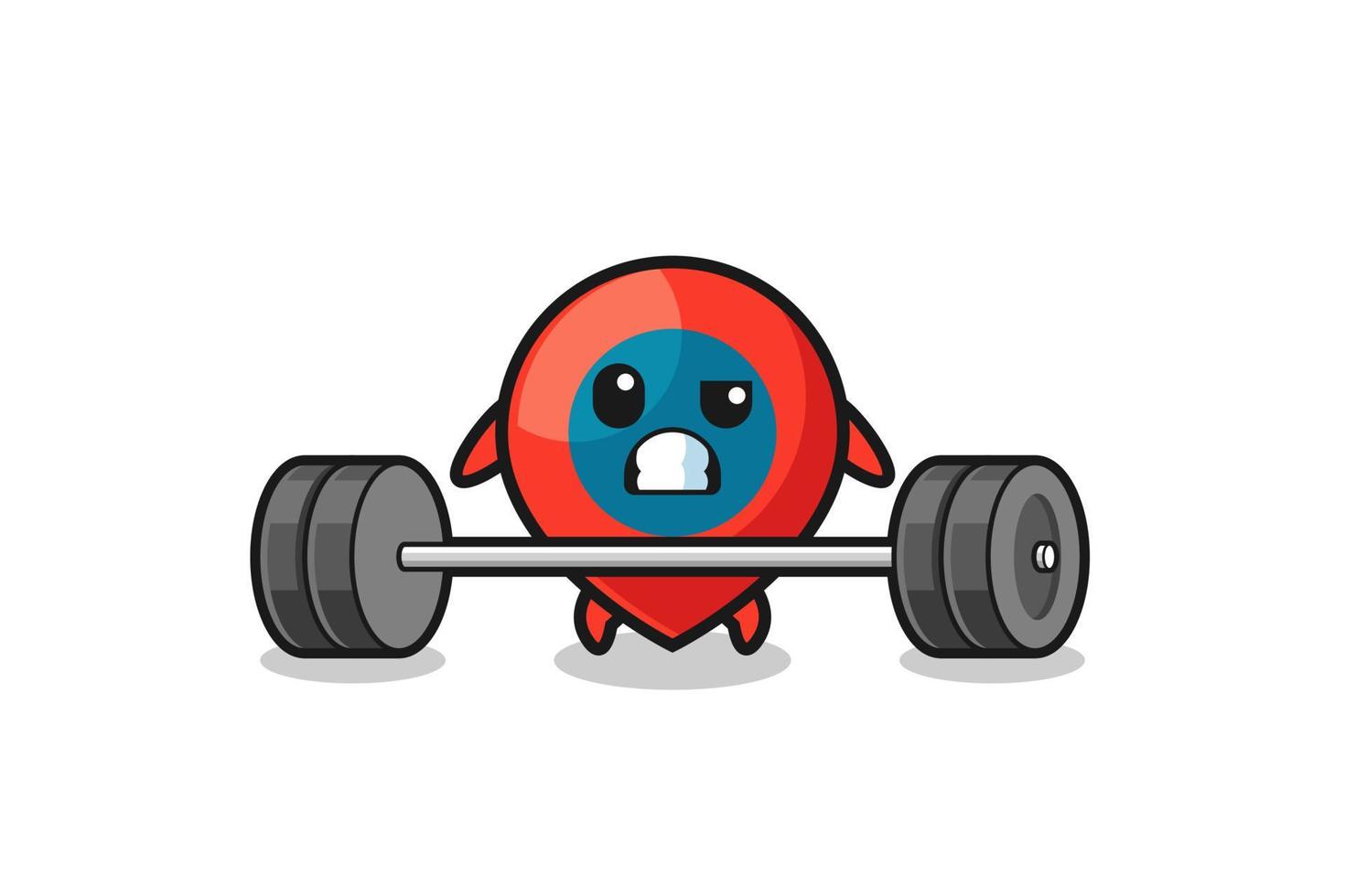 cartoon of location symbol lifting a barbell vector