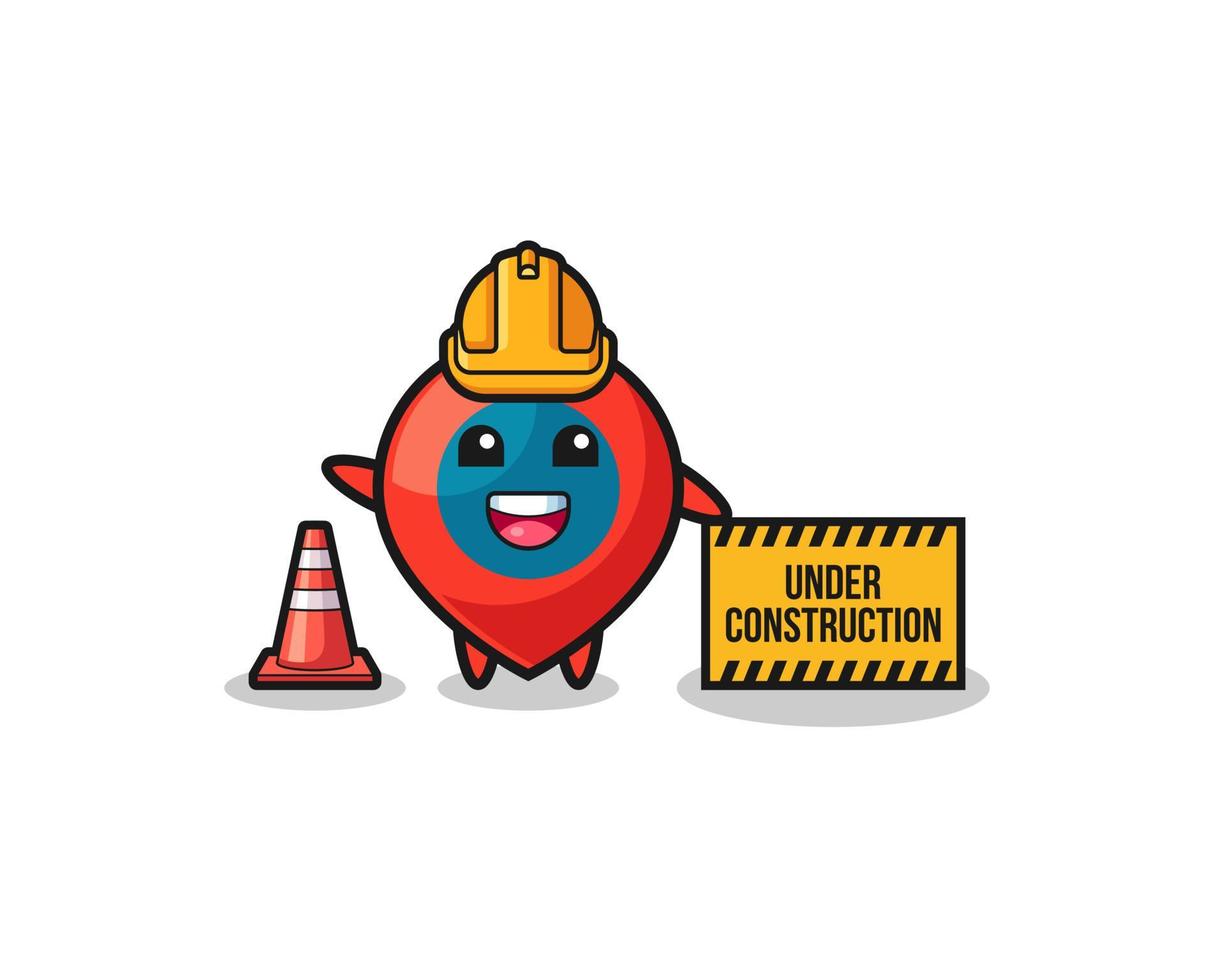 illustration of location symbol with under construction banner vector
