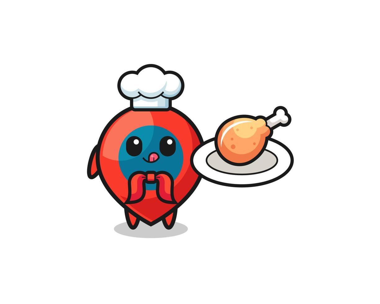 location symbol fried chicken chef cartoon character vector