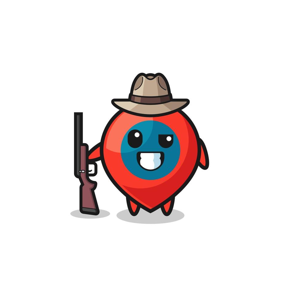 location symbol hunter mascot holding a gun vector