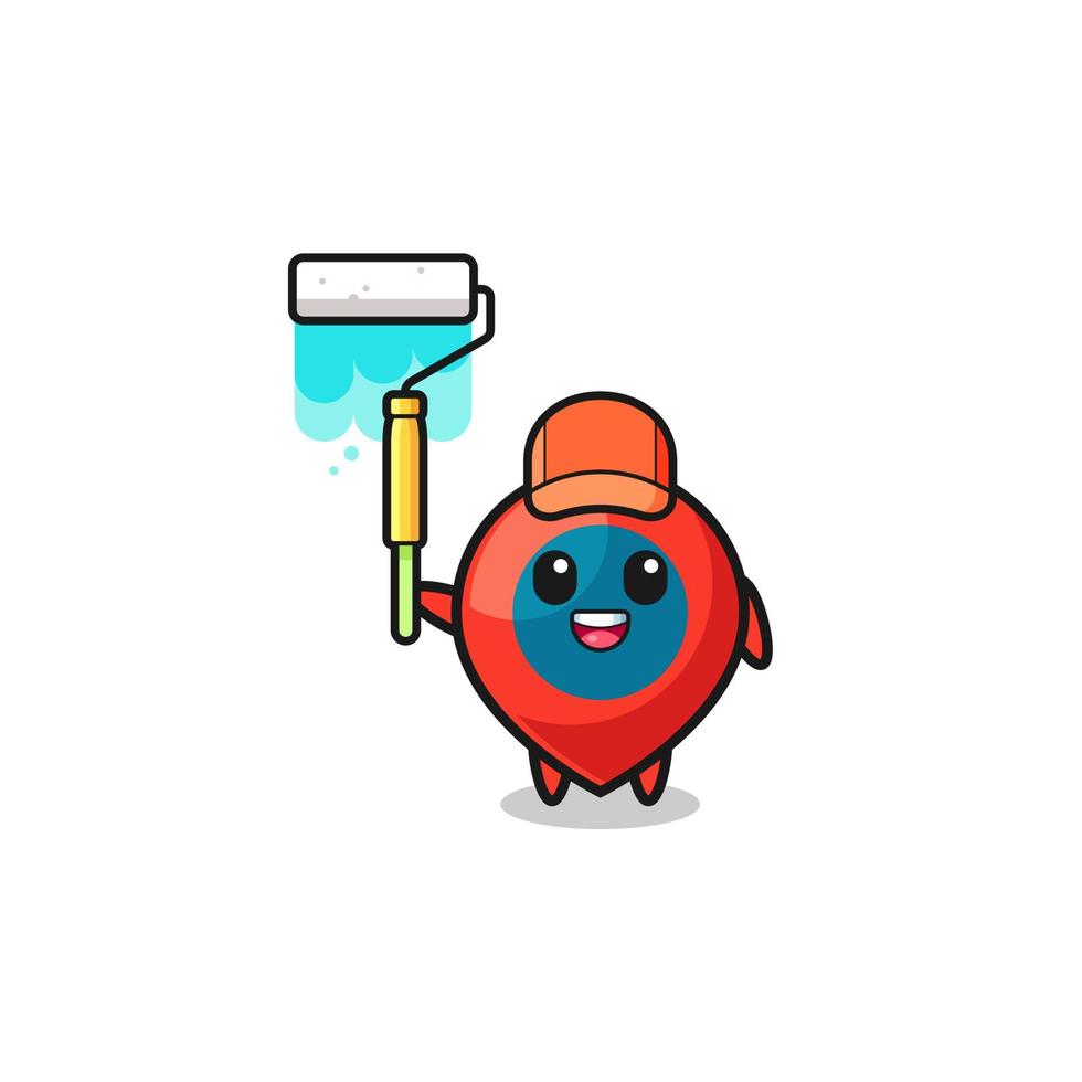 the location symbol painter mascot with a paint roller vector