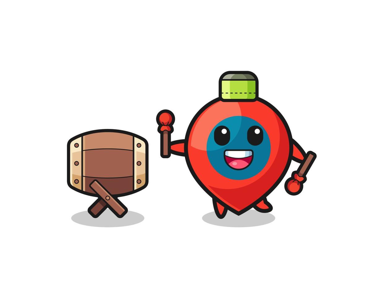location symbol muslim cartoon is beating the bedug vector