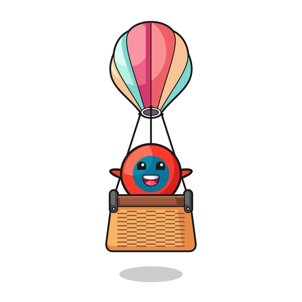 location symbol mascot riding a hot air balloon vector