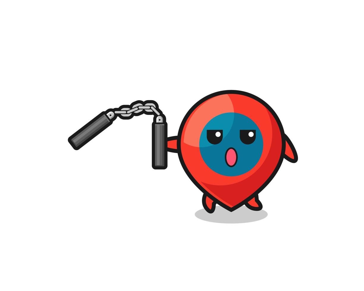 cartoon of location symbol using nunchaku vector