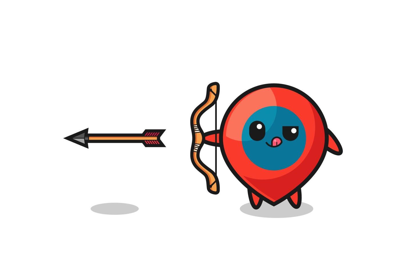 illustration of location symbol character doing archery vector