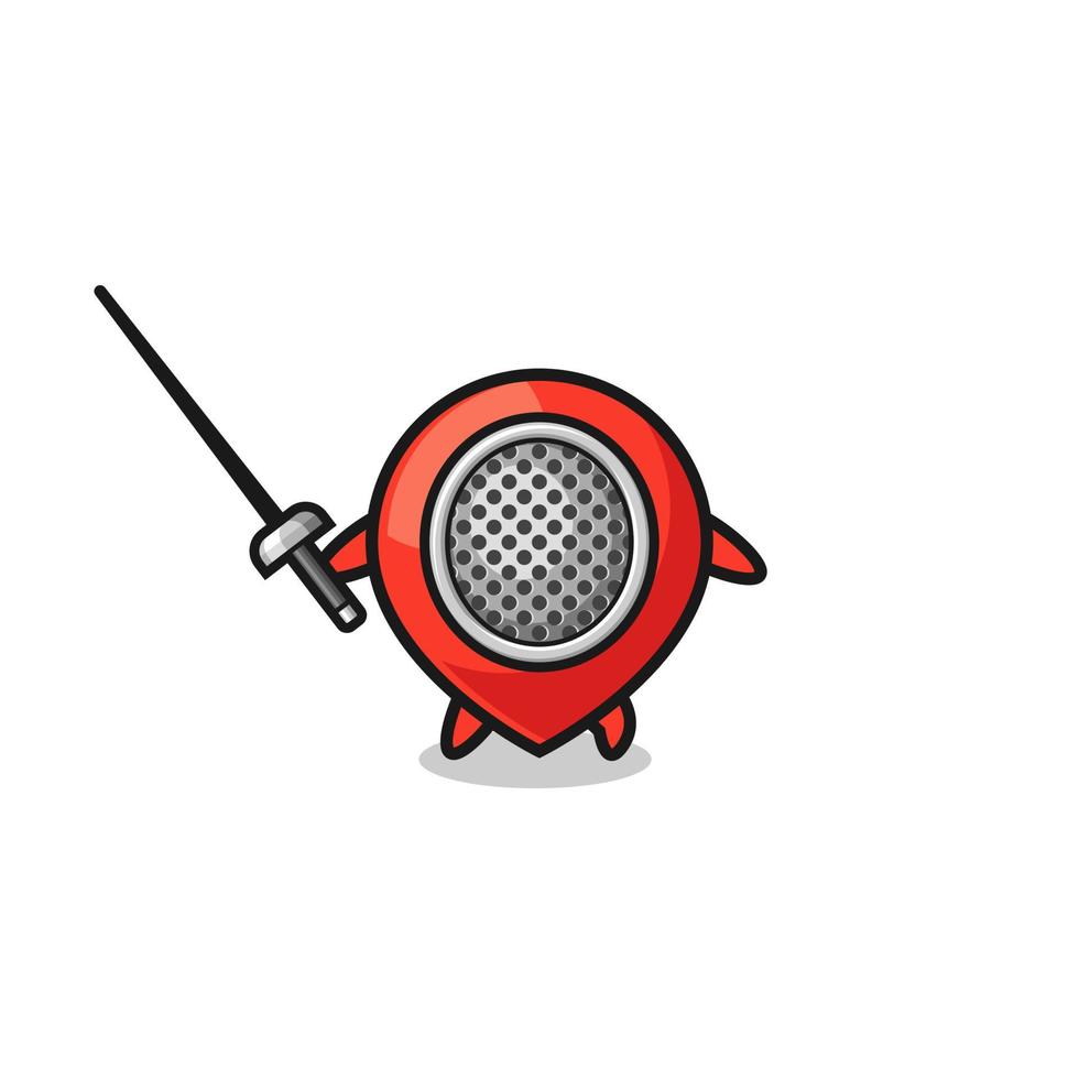 location symbol earth cartoon as fencer mascot vector
