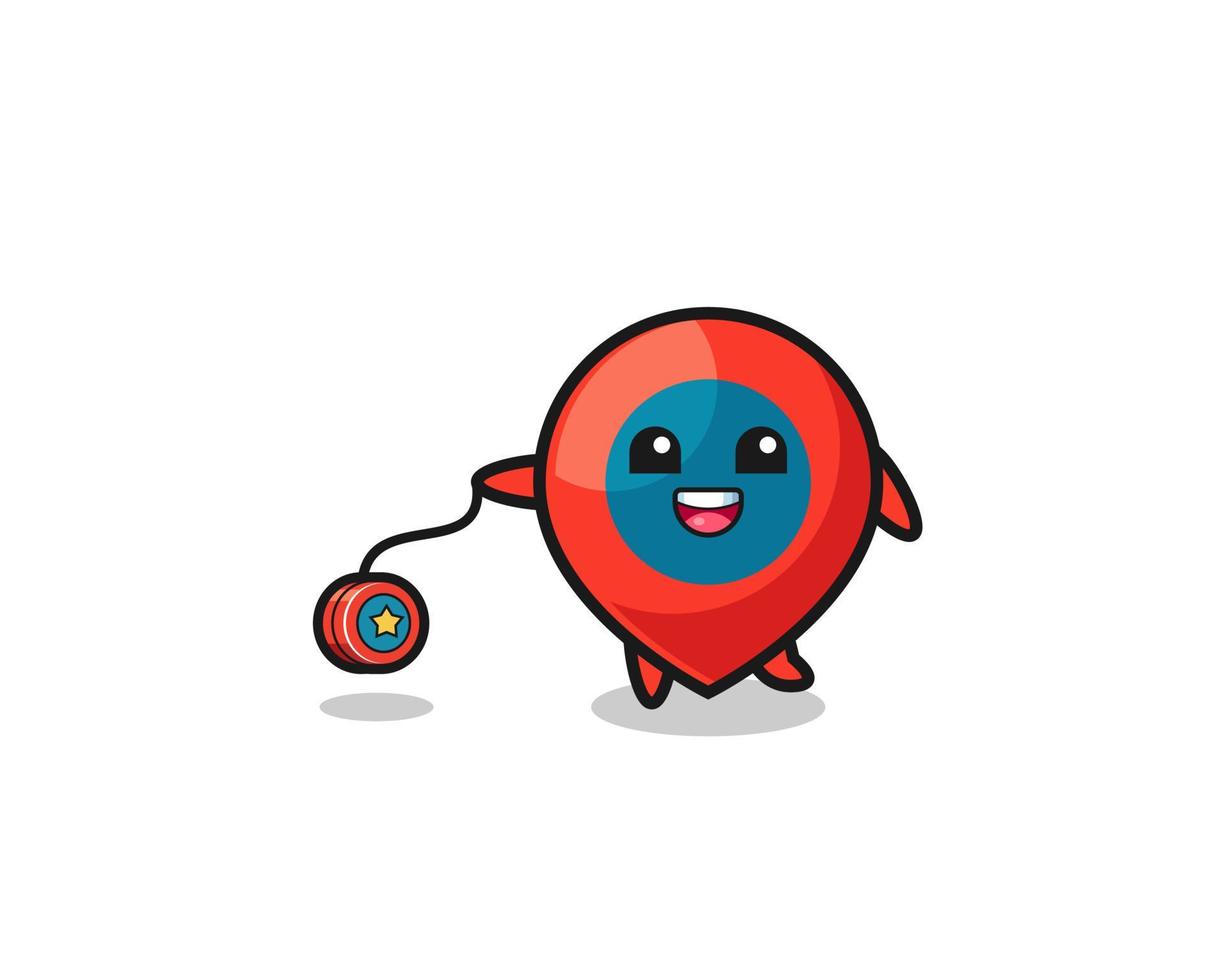 cartoon of cute location symbol playing a yoyo vector