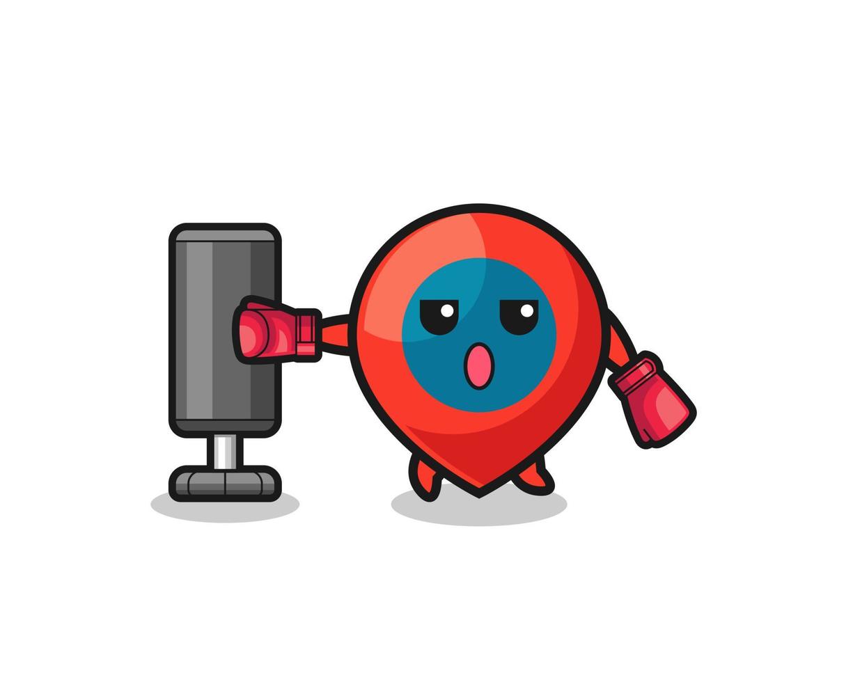 location symbol boxer cartoon doing training with punching bag vector