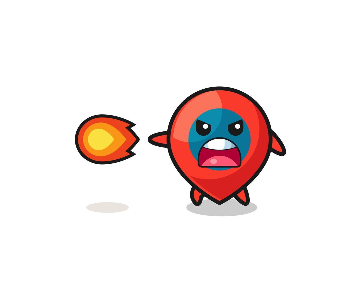 cute location symbol mascot is shooting fire power vector