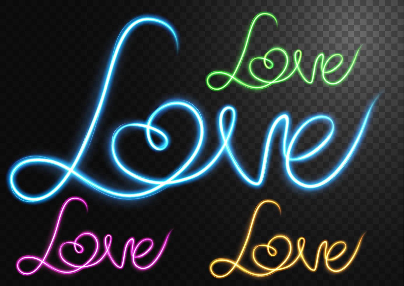 Love text light motion effect sets. Vector Illustration