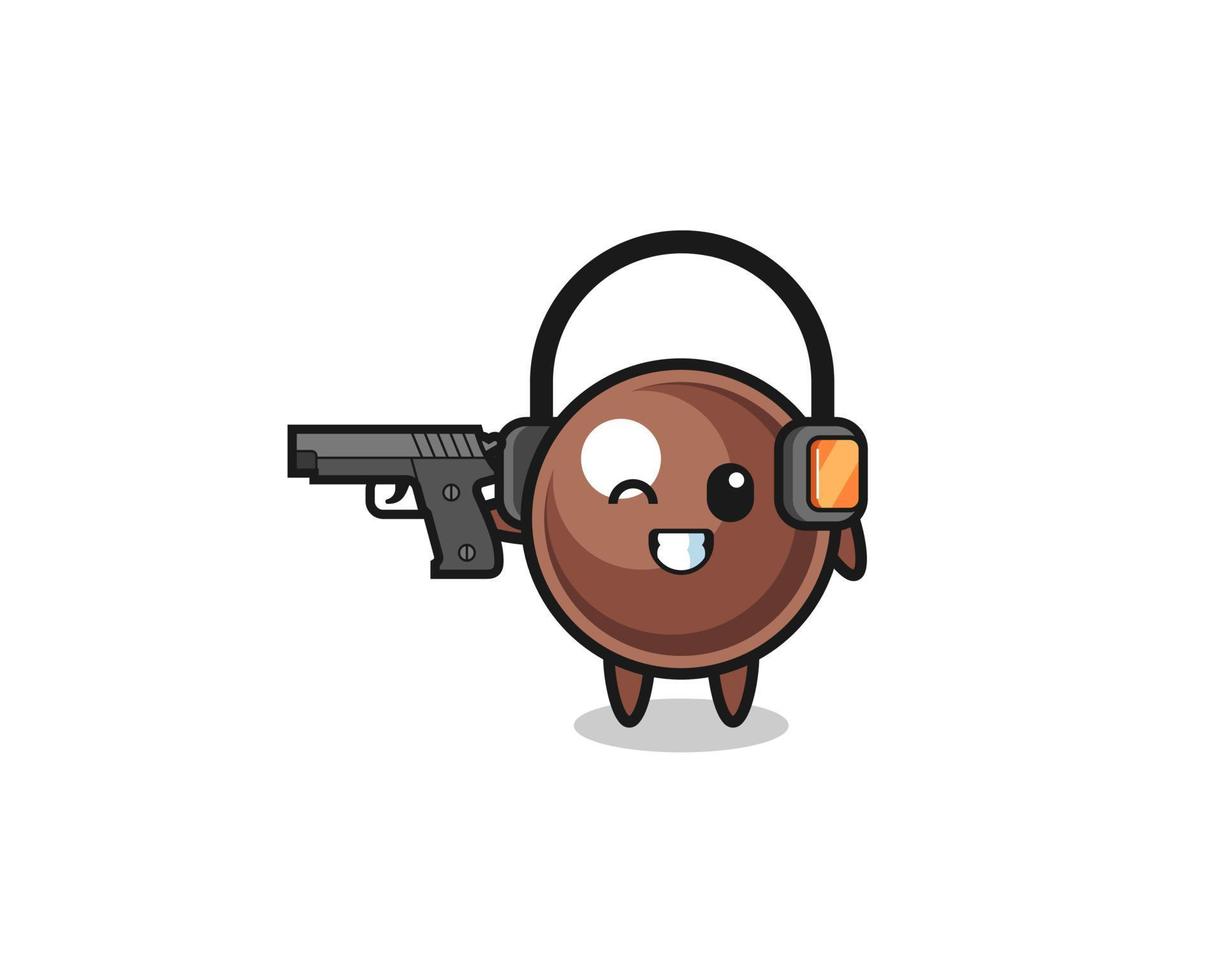 illustration of tapioca pearl cartoon doing shooting range vector