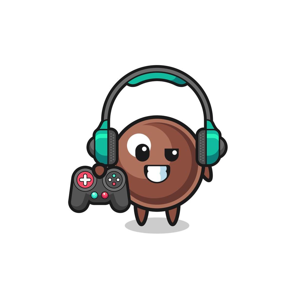 mascota de tapioca pearl gamer sosteniendo un controlador de juego vector