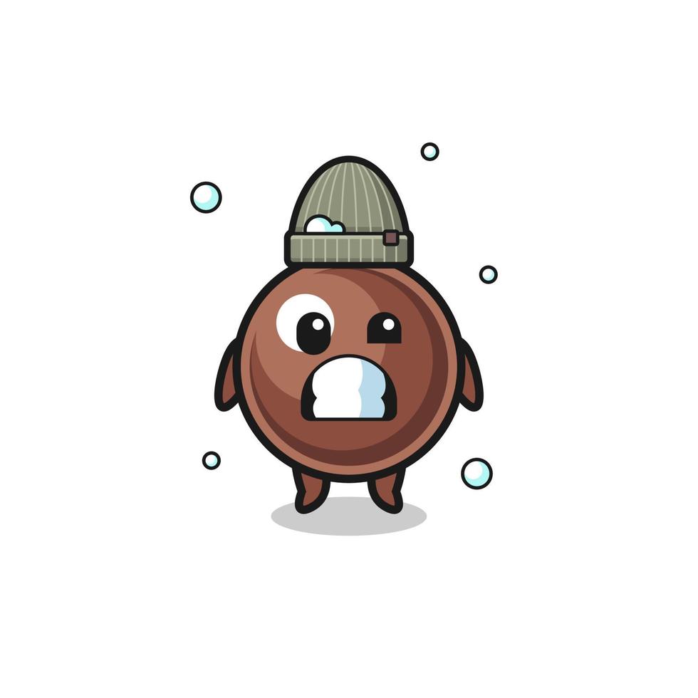 cute cartoon tapioca pearl with shivering expression vector